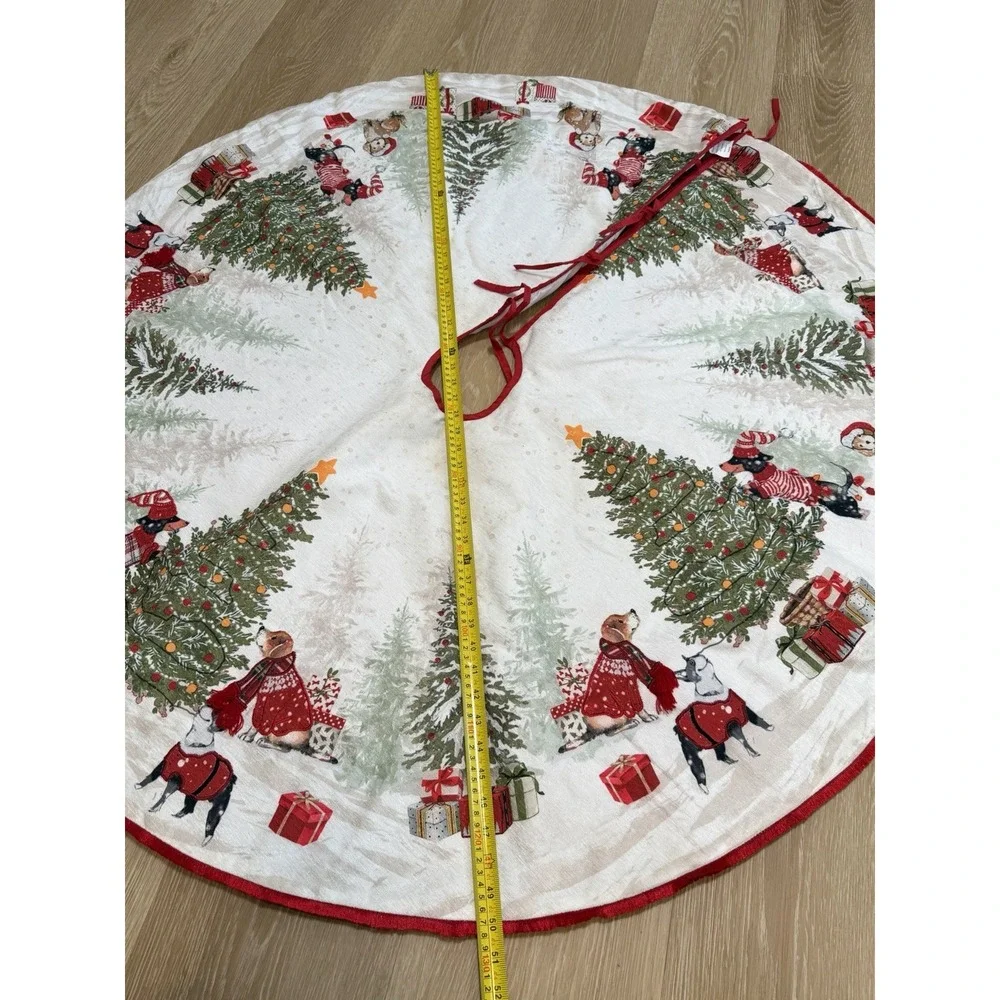 Christmas Tree Skirt Dogs Dachshund Sweater Holiday Tapestry Fringe 50